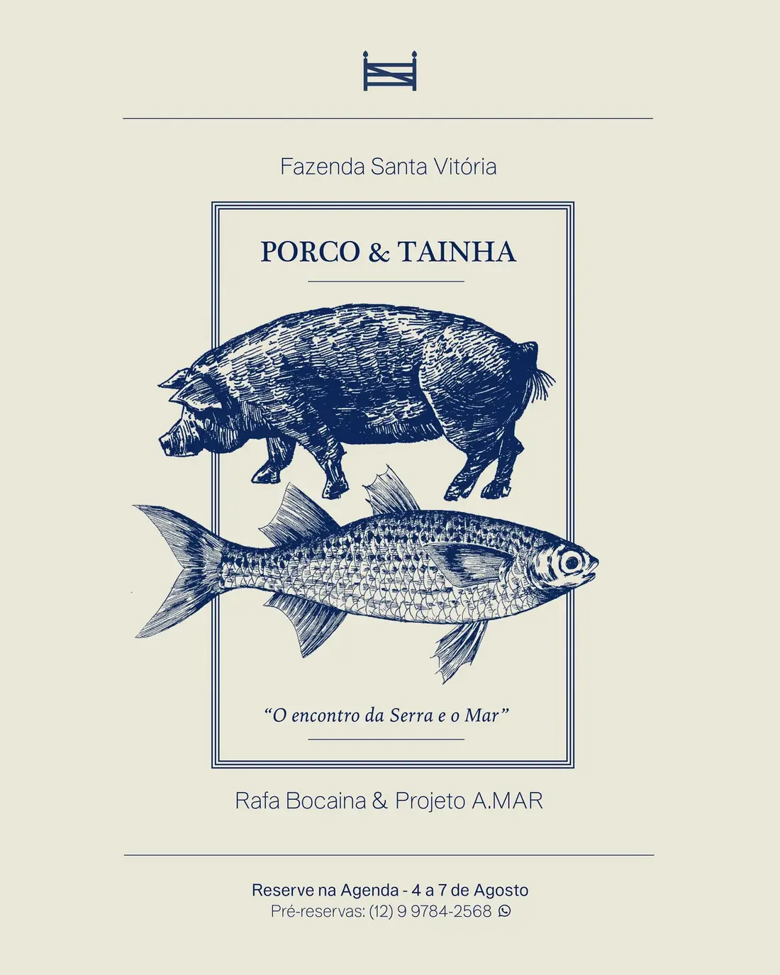 Prato de comida caiçara sobre grelha de ferro no encontro Porco e Tainha
