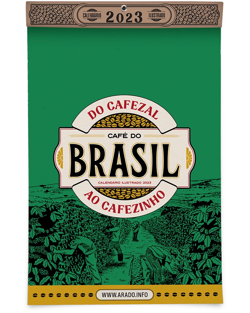 Calendário do Arado sobre o café do Brasil